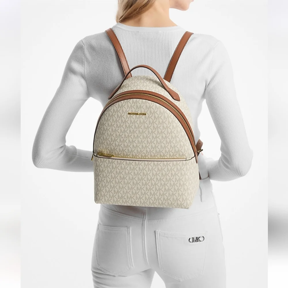 NWT Michael Kors Vanilla Medium Logo Backpack